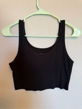 Black Ribbed Crop Tank Top - Women's Basic